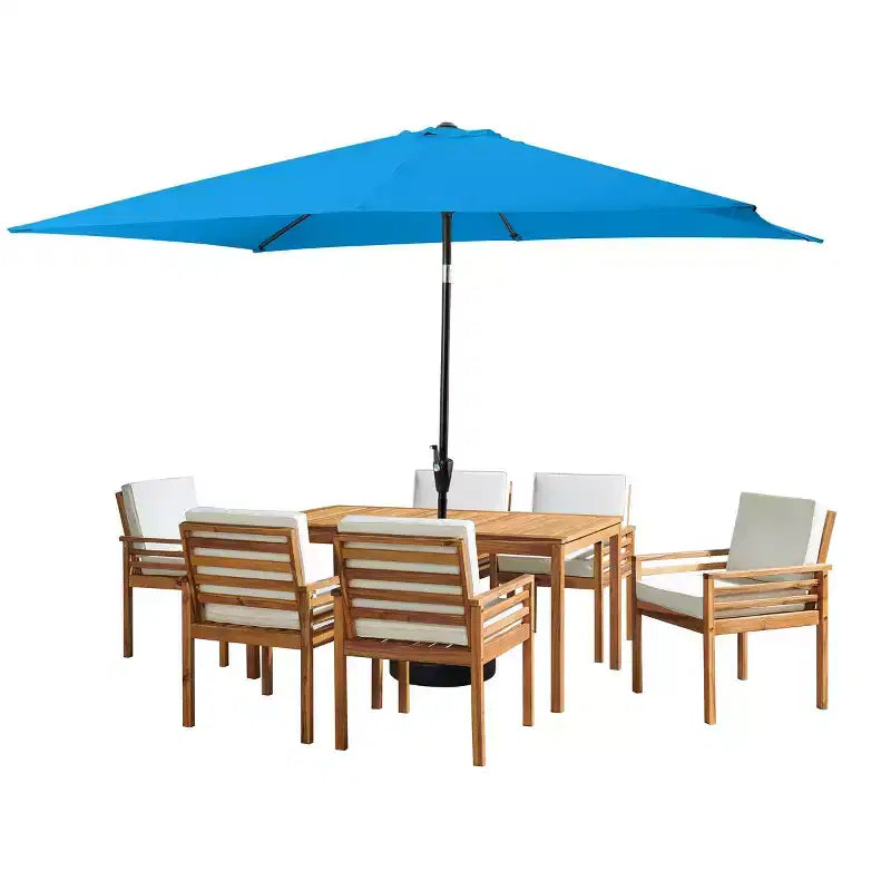 Ensemble de salle à manger d'extérieur 8 pièces Alaterre Furniture, table Okemo avec parasol rectangulaire de 3 mètres