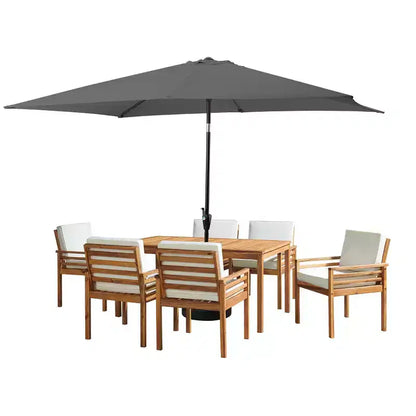 Ensemble de salle à manger d'extérieur 8 pièces Alaterre Furniture, table Okemo avec parasol rectangulaire de 3 mètres