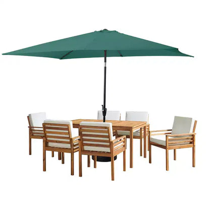 Ensemble de salle à manger d'extérieur 8 pièces Alaterre Furniture, table Okemo avec parasol rectangulaire de 3 mètres