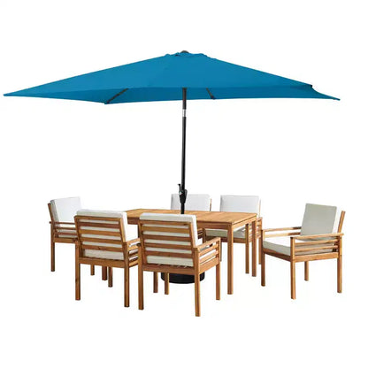 Ensemble de salle à manger d'extérieur 8 pièces Alaterre Furniture, table Okemo avec parasol rectangulaire de 3 mètres