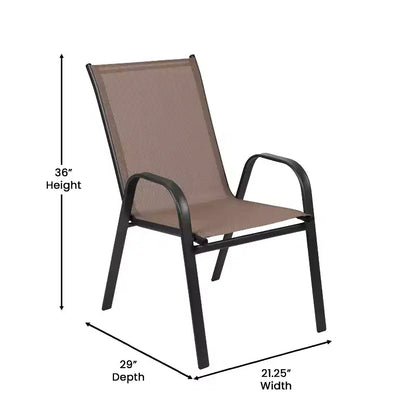 Set da pranzo da esterno 5 pezzi Emma e Oliver con tavolo da patio con ripiano in vetro temperato e 4 sedie impilabili in Textilene Flex Comfort
