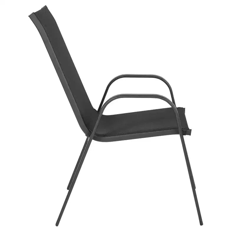 Ensemble de salle à manger d'extérieur Flash Furniture Brazos 5 pièces de qualité commerciale avec table de patio en verre trempé et 4 chaises avec assises et dossiers en matériau Flex Comfort