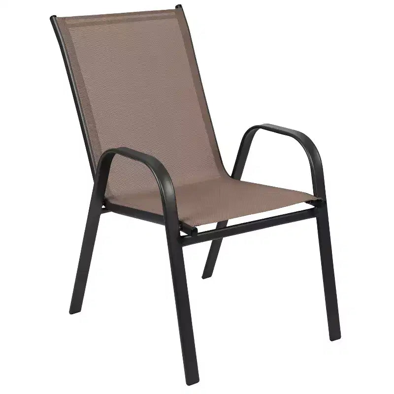 Ensemble de salle à manger d'extérieur Flash Furniture Brazos 5 pièces de qualité commerciale avec table de patio en verre trempé et 4 chaises avec assises et dossiers en matériau Flex Comfort