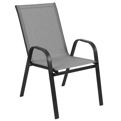 Ensemble de salle à manger d'extérieur Flash Furniture Brazos 5 pièces de qualité commerciale avec table de patio en verre trempé et 4 chaises avec assises et dossiers en matériau Flex Comfort