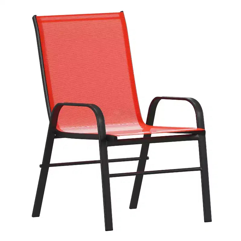 Ensemble de salle à manger d'extérieur Flash Furniture Brazos 5 pièces de qualité commerciale avec table de patio en verre trempé et 4 chaises avec assises et dossiers en matériau Flex Comfort