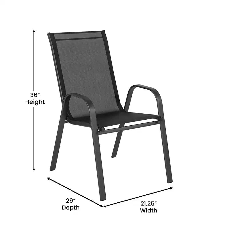 Ensemble de salle à manger d'extérieur Flash Furniture Brazos 5 pièces de qualité commerciale avec table de patio en verre trempé et 4 chaises avec assises et dossiers en matériau Flex Comfort