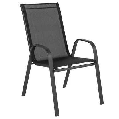 Ensemble de salle à manger d'extérieur Flash Furniture Brazos 5 pièces de qualité commerciale avec table de patio en verre trempé et 4 chaises avec assises et dossiers en matériau Flex Comfort
