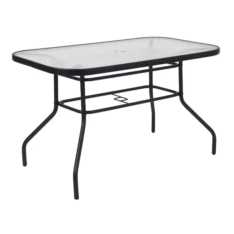 Ensemble de salle à manger d'extérieur Flash Furniture Brazos 5 pièces de qualité commerciale avec table de patio en verre trempé et 4 chaises avec assises et dossiers en matériau Flex Comfort