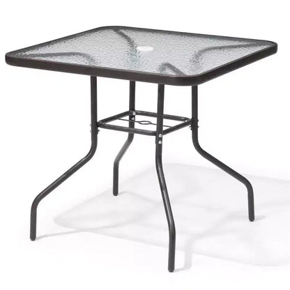 Crestlive Products Set da pranzo da esterno 5 pezzi con 4 sedie pieghevoli e tavolo Mobili da pranzo da esterno con piano in vetro quadrato