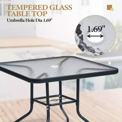 Crestlive Products Set da pranzo da esterno 5 pezzi con 4 sedie pieghevoli e tavolo Mobili da pranzo da esterno con piano in vetro quadrato
