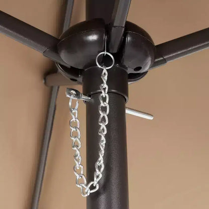 Crestlive Products Set da pranzo da patio 6 pezzi con 4 sedie pieghevoli, tavolo quadrato in vetro temperato e ombrellone
