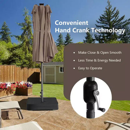 Ensemble de salle à manger Costway 11 pièces avec parasol de terrasse double face de 4,5 m (socle inclus) beige/café/bleu marine/orange/lie de vin/gris