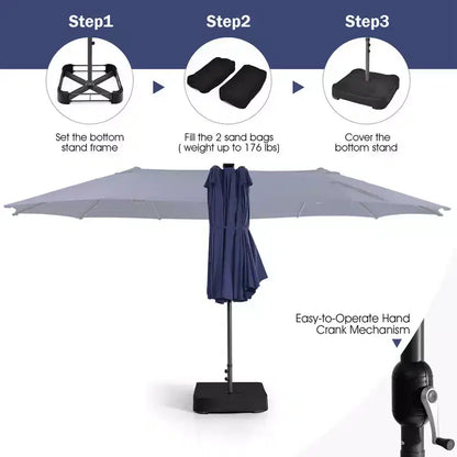 Ensemble de salle à manger Costway 11 pièces avec parasol de terrasse double face de 4,5 m (socle inclus) beige/café/bleu marine/orange/lie de vin/gris