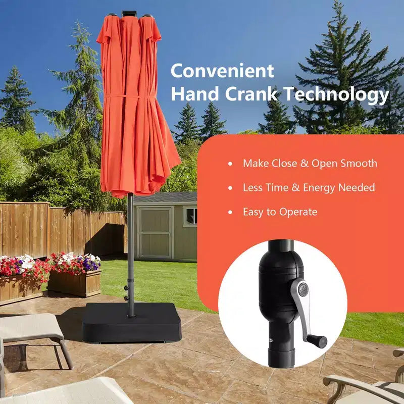 Ensemble de salle à manger Costway 11 pièces avec parasol de terrasse double face de 4,5 m (socle inclus) beige/café/bleu marine/orange/lie de vin/gris