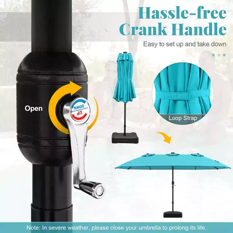Ensemble de salle à manger Costway 11 pièces avec parasol de terrasse double face de 4,5 m (socle inclus) beige/café/bleu marine/orange/lie de vin/gris