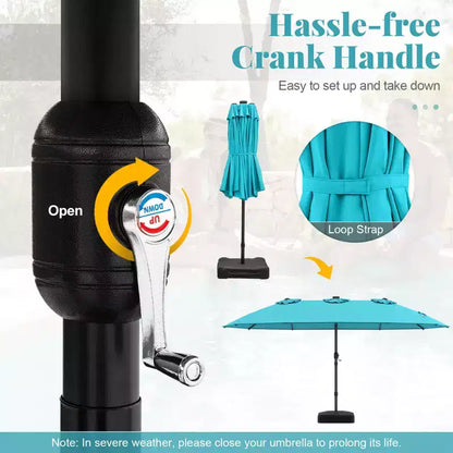 Ensemble de salle à manger Costway 11 pièces avec parasol de terrasse double face de 4,5 m (socle inclus) beige/café/bleu marine/orange/lie de vin/gris