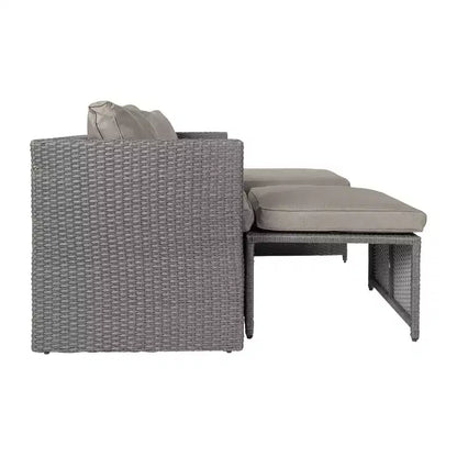Flash Furniture Nico Set Divano Modulare a Due Posti con Tavolo e Pouf per Interni/Esterni