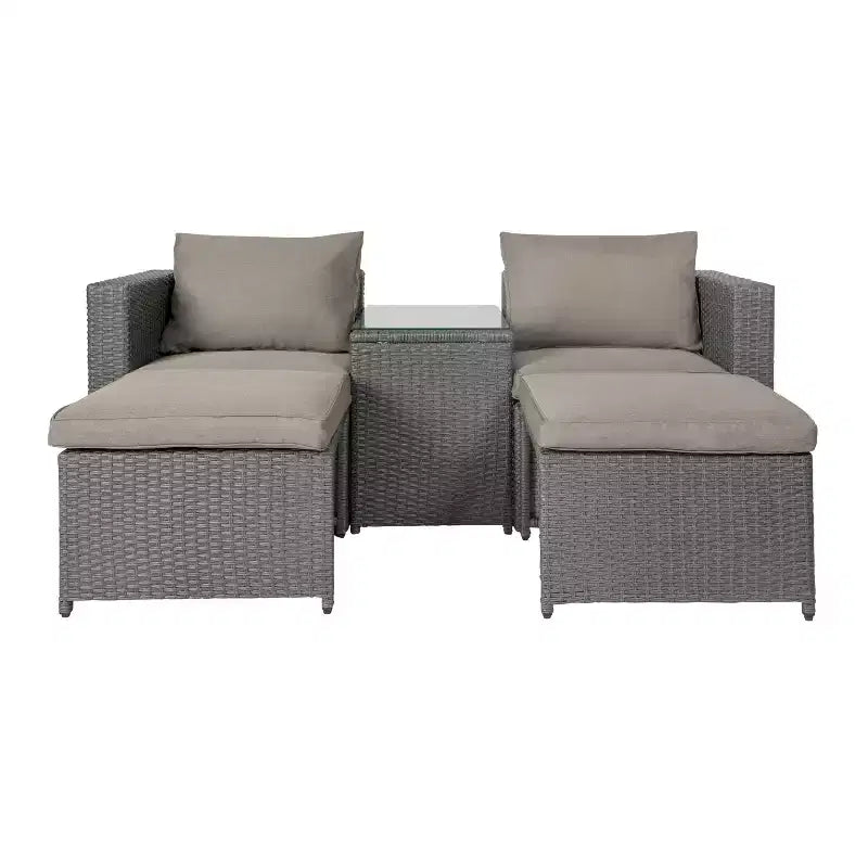 Flash Furniture Nico Set Divano Modulare a Due Posti con Tavolo e Pouf per Interni/Esterni