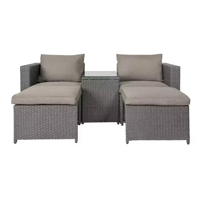 Flash Furniture Nico Set Divano Modulare a Due Posti con Tavolo e Pouf per Interni/Esterni