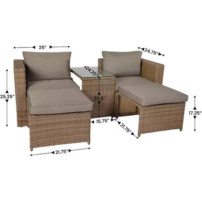 Flash Furniture Nico Set Divano Modulare a Due Posti con Tavolo e Pouf per Interni/Esterni
