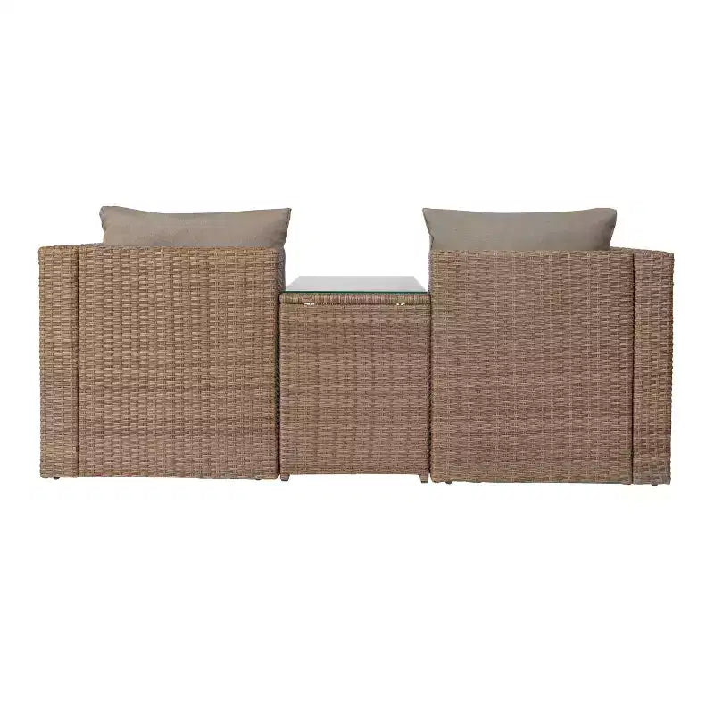 Flash Furniture Nico Set Divano Modulare a Due Posti con Tavolo e Pouf per Interni/Esterni
