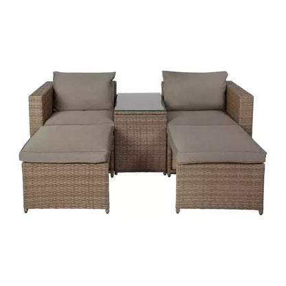 Flash Furniture Nico Set Divano Modulare a Due Posti con Tavolo e Pouf per Interni/Esterni