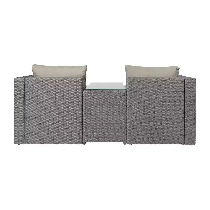 Flash Furniture Nico Set Divano Modulare a Due Posti con Tavolo e Pouf per Interni/Esterni