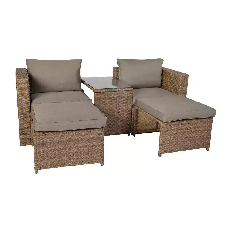 Flash Furniture Nico Set Divano Modulare a Due Posti con Tavolo e Pouf per Interni/Esterni