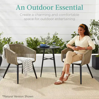 Lot de 2 chaises de salle à manger d'extérieur Best Choice Products, en osier tressé, capacité de 113 kg