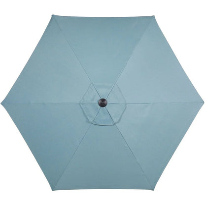 Hanover Lavallette Set da pranzo a 5 pezzi in blu oceano con 4 sedie fisse, tavolo rotondo da 52 pollici con ripiano in vetro, ombrellone e base