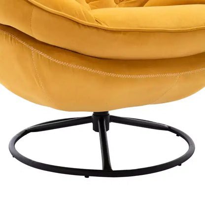 Fauteuil d'appoint en velours Okak avec pouf, fauteuil de salon moderne de style scandinave sans accoudoirs, fauteuil d'appoint doux et confortable pour regarder la télévision, jouer à des jeux