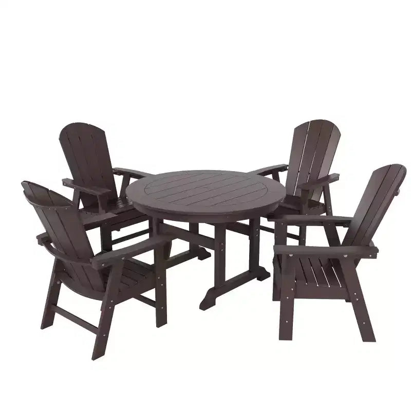 WestinTrends Set da 5 Pezzi con Tavolo Rotondo e Poltrone con Schienale Curvo per Patio Esterno