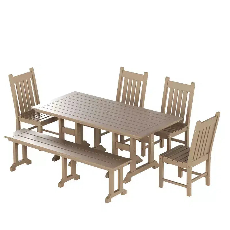 WestinTrends Set da pranzo da esterno a 6 pezzi con tavolo e panca