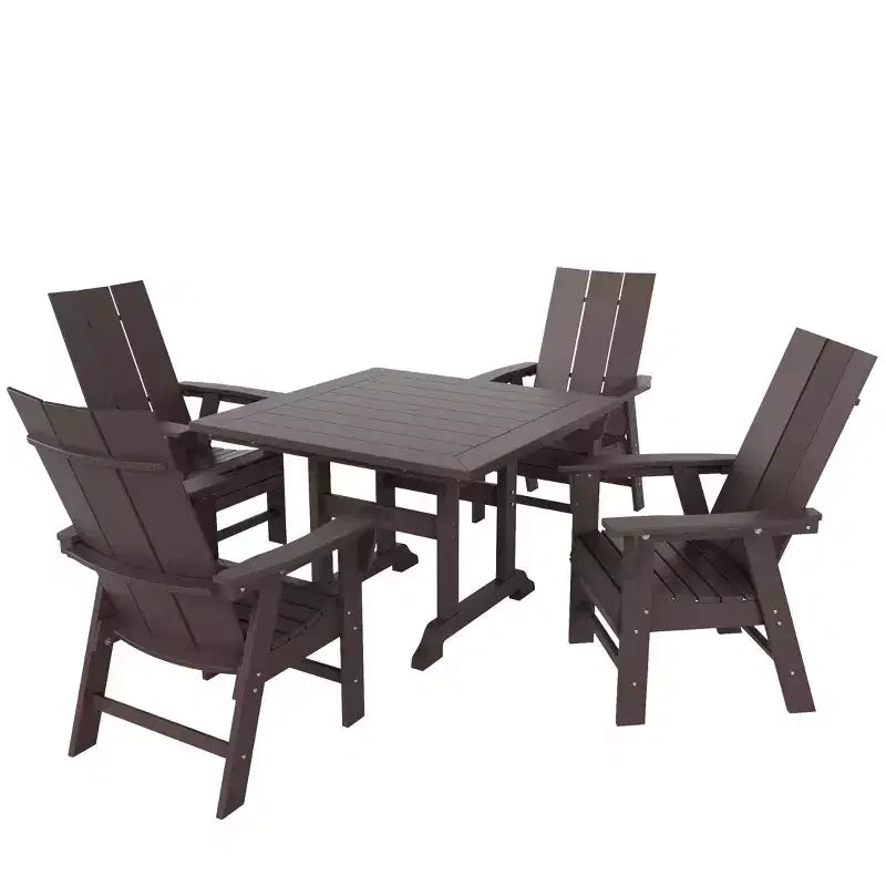 WestinTrends Set da pranzo da esterno con tavolo quadrato e 4 poltrone moderne, 5 pezzi