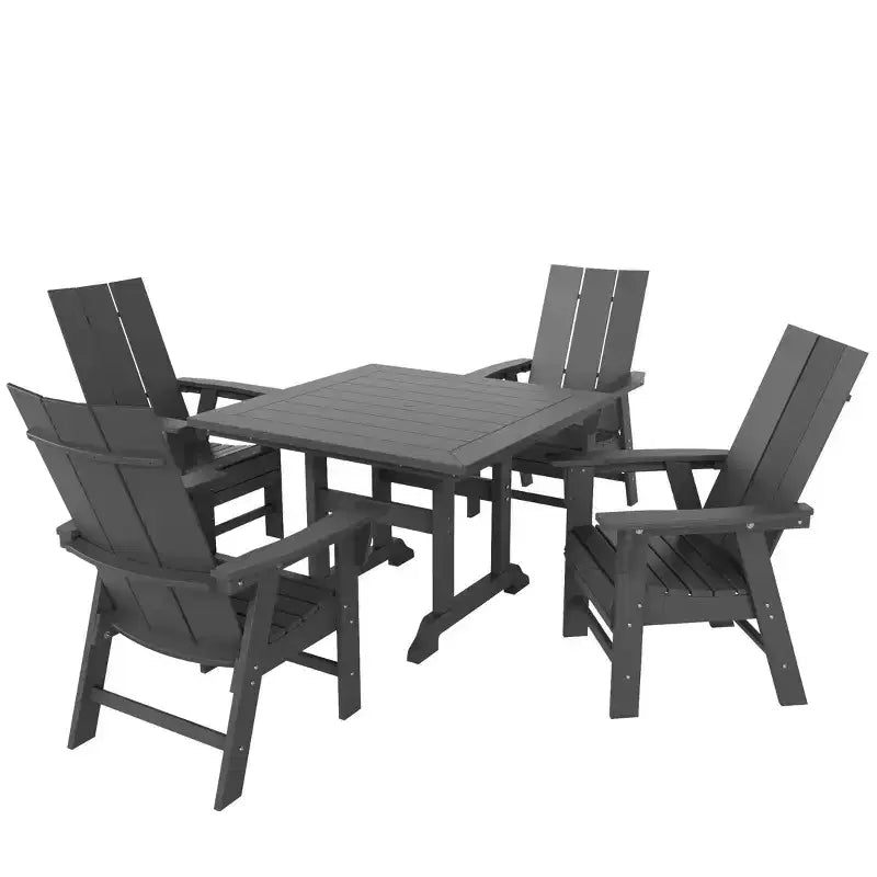 WestinTrends Set da pranzo da esterno con tavolo quadrato e 4 poltrone moderne, 5 pezzi