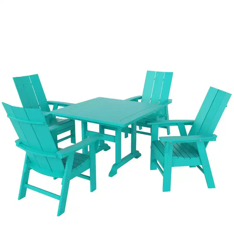 WestinTrends Set da pranzo da esterno con tavolo quadrato e 4 poltrone moderne, 5 pezzi