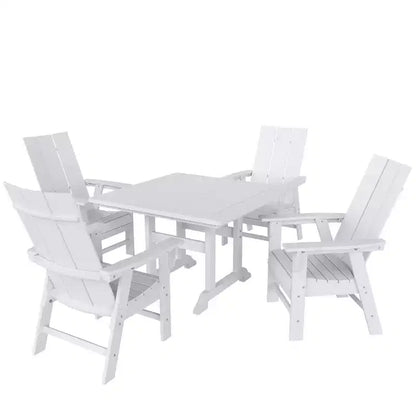 WestinTrends Set da pranzo da esterno con tavolo quadrato e 4 poltrone moderne, 5 pezzi