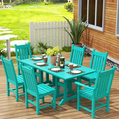WestinTrends Malibu Ensemble de salle à manger d'extérieur 7 pièces avec table de salle à manger et chaise de salle à manger, turquoise