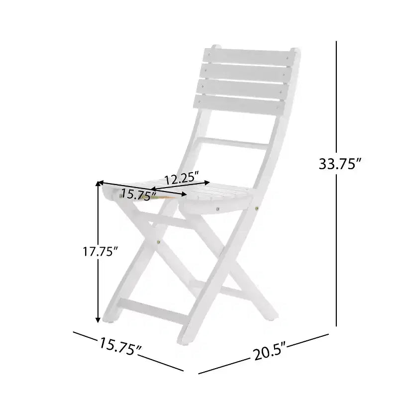 GDFStudio Rabion Ensemble de salle à manger pliant 5 pièces en bois d'acacia d'extérieur, Blanc
