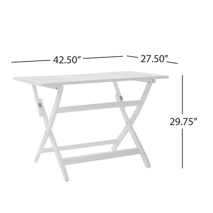 GDFStudio Rabion Ensemble de salle à manger pliant 5 pièces en bois d'acacia d'extérieur, Blanc