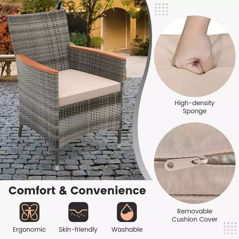 Costway Ensemble de salle à manger d'extérieur 11 pièces avec parasol double face 4,5 m 8 fauteuils Bleu/Beige/Orange/Bordeaux