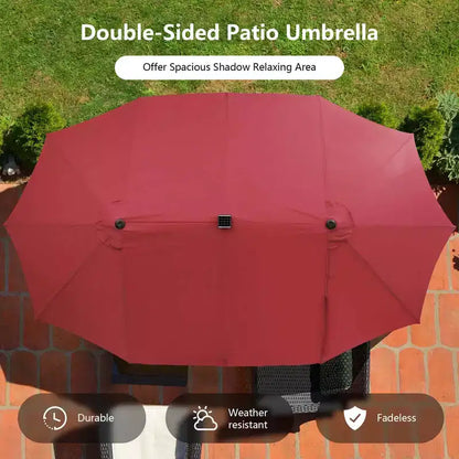 Costway Ensemble de salle à manger d'extérieur 11 pièces avec parasol double face 4,5 m 8 fauteuils Bleu/Beige/Orange/Bordeaux