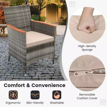 Costway Ensemble de salle à manger d'extérieur 11 pièces avec parasol double face 4,5 m 8 fauteuils Bleu/Beige/Orange/Bordeaux