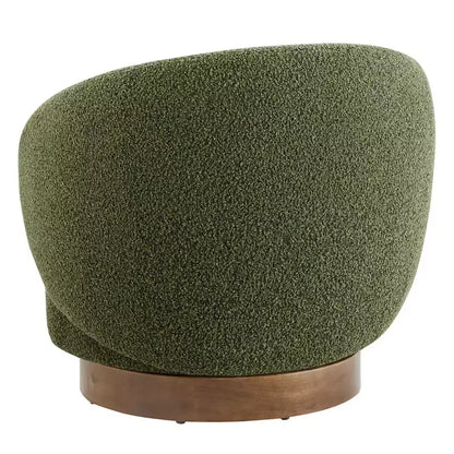 Fauteuil d'appoint pivotant Spruce&Spring en tissu avec base en bois