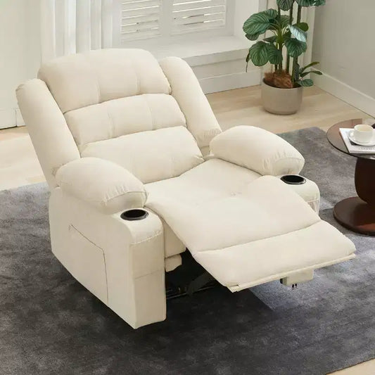 COZONY Poltrona reclinabile a dondolo ampia per adulti, poltrona lounge manuale oversize con braccioli, schienale, 2 portabicchieri e tasca laterale per soggiorno