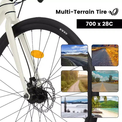 Vélo de Route Whisen, Cadre en Aluminium Léger, Freins à Disque, 16 Vitesses, Accélération Rapide, Adapté aux Hommes et aux Femmes