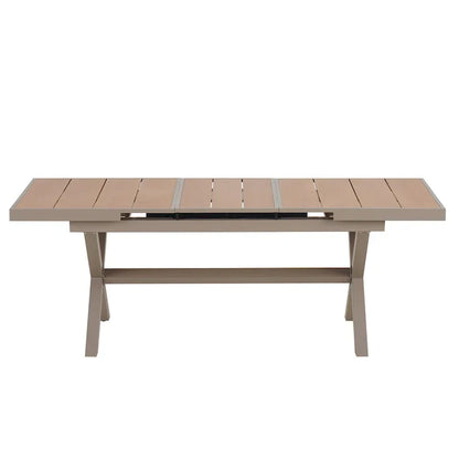 Ensemble de salle à manger d'extérieur extensible 7 pièces avec table extensible et 6 fauteuils