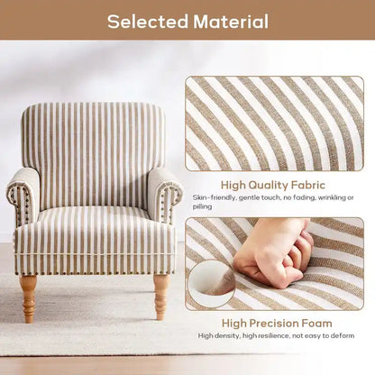Fauteuil d'appoint rembourré en lin avec pieds pour salon