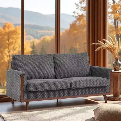 VINGLI Canapé 2 places confortable de 172 cm de large, style Mid-Century, avec support à ressorts et cadre en bois massif, petit canapé en velours côtelé