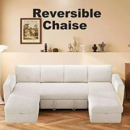 Divano letto estraibile a quattro posti Dyonery da 105 pollici con contenitore, tasche laterali, schienale regolabile, convertibile